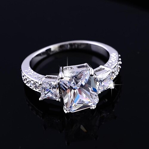 Women's High Quality Classic Platinum Electroplate Zircon Wedding Rings