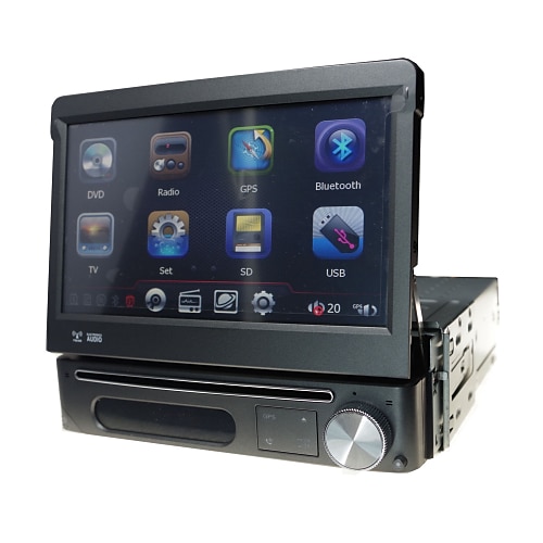1 DIN avtagbart panel 7 tommers bil radio multimedia dvd spiller med gps bluetooth ipod atv