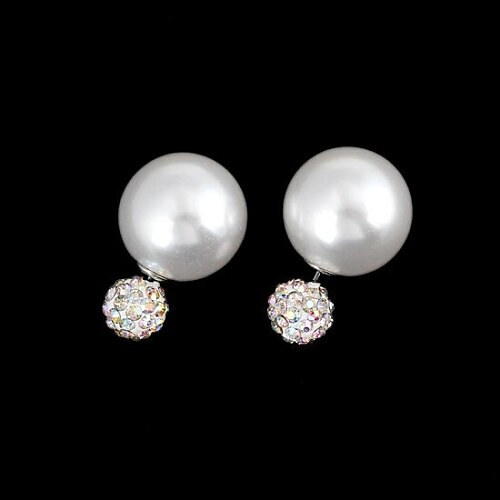 Pearl AB Color Diamond Ball Earrings (1 Pair)