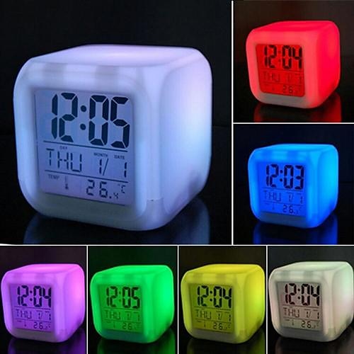 

7 Color LED Change Digital Glowing Alarm Clock Night Light for Bedroom Child