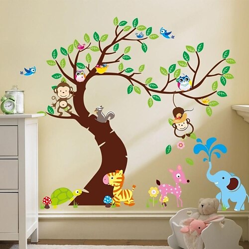 Zooyoo® removível macaco na árvore adesivos de parede venda quente decalques de parede para decoração de casa 1 pc