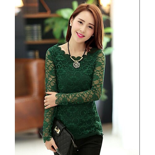 J&K Women's Round Neck Lace Shirt