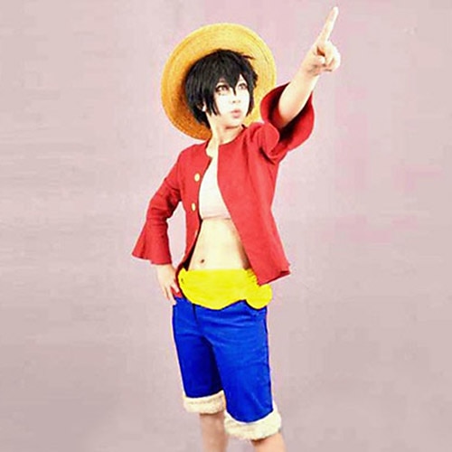 Inspired by One Piece Monkey D. Luffy Anime Cosplay Costumes Japanese Cosplay Suits Patchwork Top Belt Shorts For Men's Women's