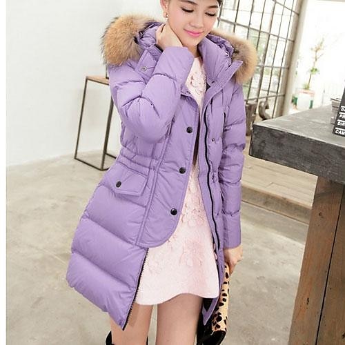 女性の新しい冬の韓国風取り外し可能な重い髪ダウンジャケットのコート