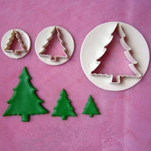 מודלי חג מולד עץ סטמפר פונדנט עוגת 3pcs