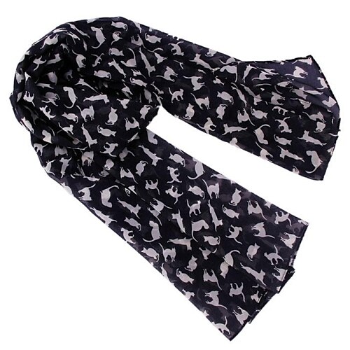 Women's Black and White Cat Scarf