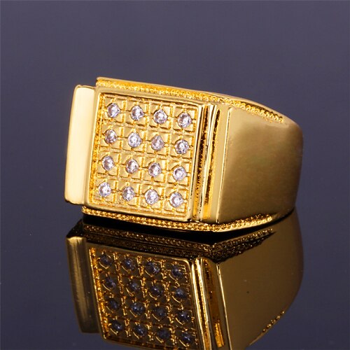 bande de luxe anneau de 18 carats pour hommes plaqué or chunky aaa + cz zircone de pierre bijoux cool pour les hommes de haute qualité