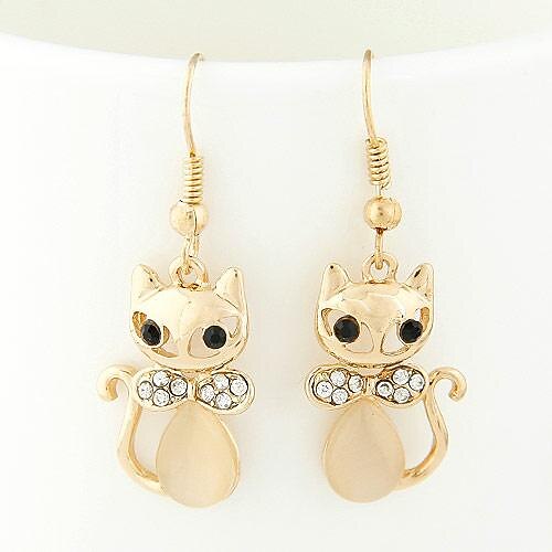 Sweet Cute Cat Exquisite Fashion Rhinestone Earrings(More Colors)