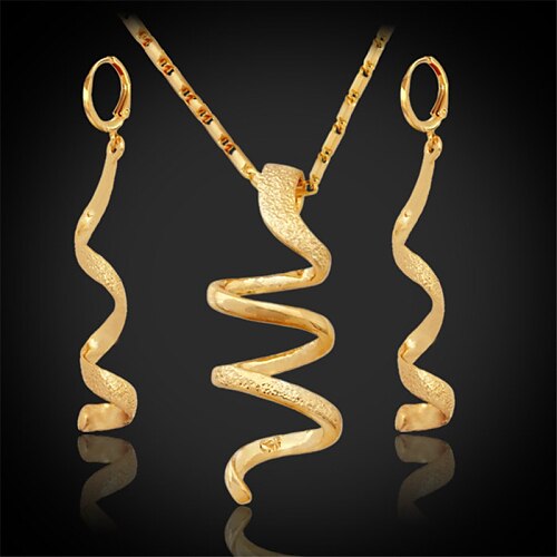 nya kvinnor långa droppe dingla hängande örhängen 18k chunky guldpläterat halsband