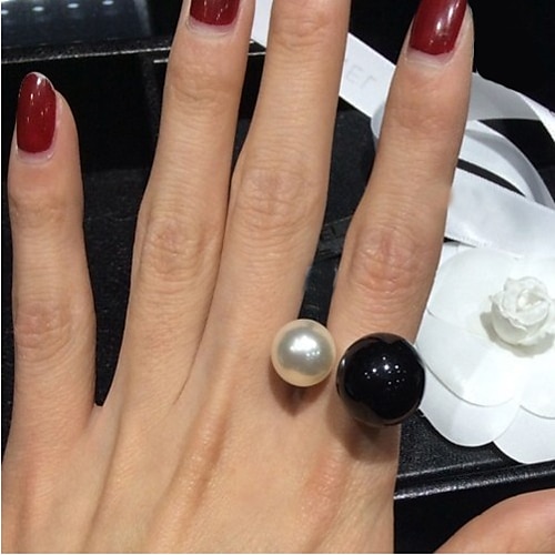 

Statement Ring For Women's Pearl Party Wedding Casual Pearl Imitation Pearl Resin / Black Pearl / Daily