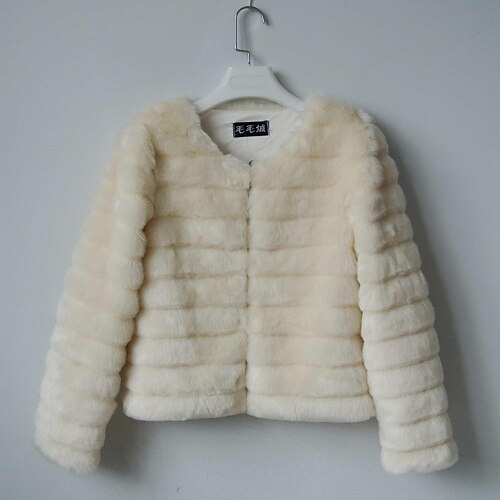 Long Sleeve Collarless Faux Fur Casual/Party Jacket(More Colors)
