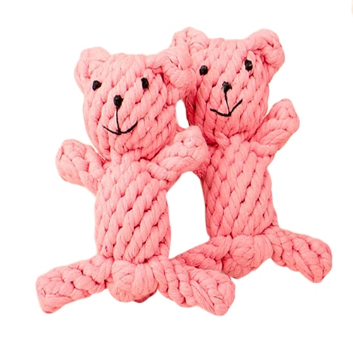 

Little Pink Bear Shape Handmade Rope Pets Toy