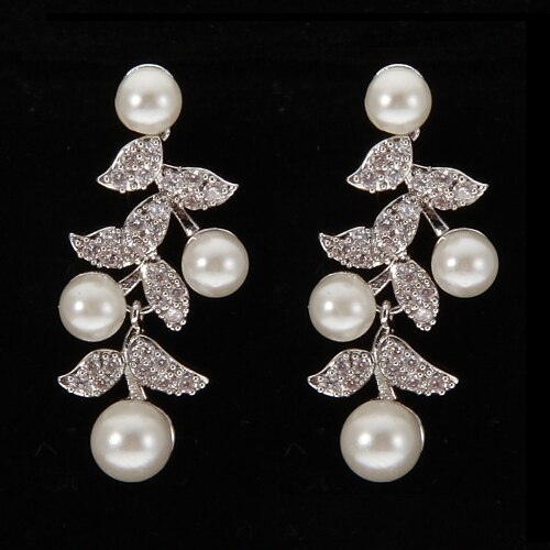 Women's Clear Pearl Drop Earrings Earrings Jewelry Silver For 1pc