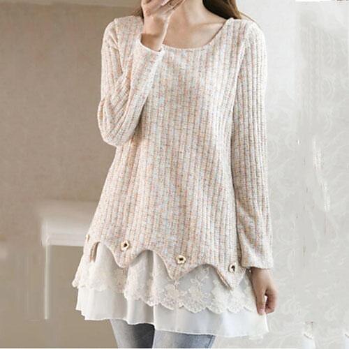 Women's Round Collar Fashion Sweet Knitwear Pullover(More Colors)