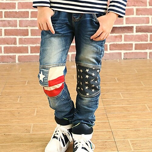 Boy's Stars Applique Fashion Denim Jeans