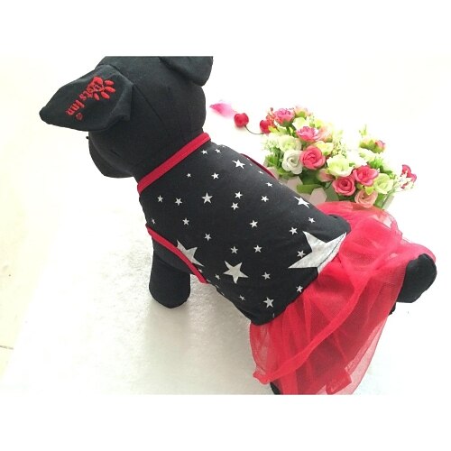 كلب الفساتين ملابس الجرو نجوم كاجوال / يومي ملابس الكلاب ملابس الجرو ملابس الكلب أسود أحمر كوستيوم للفتاة والفتى الكلب قطن مادة مختلطة XS S M L