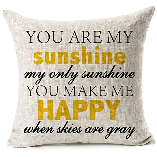 "You Are My Sunshine" Cotton/Linen Decorative Pillow Cover