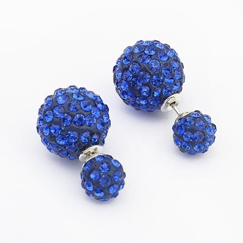 Women's Luxurious Rhinestone Pave Round Beads Stud Earrings
