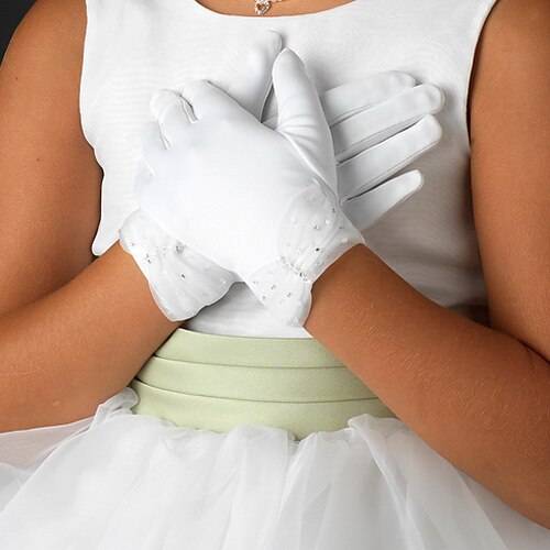 satijn pols lengte handschoen bloemenmeisje handschoenen klassieke vrouwelijke stijl