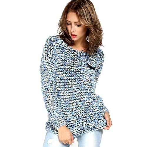 Women's Knitted Mohair Leisure Loose Knitwear Tops Pullover
