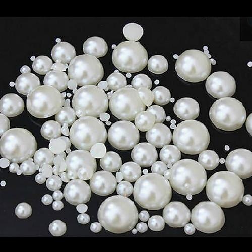 1000ks míchá velikost bílá flatback půlkruh perla drahokamy ruční diy řemesla materiál