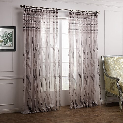 Fatto su misura Normale Sheer Curtains Shades Due pannelli 2*(W107cm×L213cm) / Camera da letto