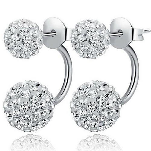 

Women's Cubic Zirconia Stud Earrings Jacket Earrings Double Ball Ball Ladies Elegant Classic Simple Style Blinging everyday Sterling Silver Cubic Zirconia Imitation Diamond Earrings Jewelry White For