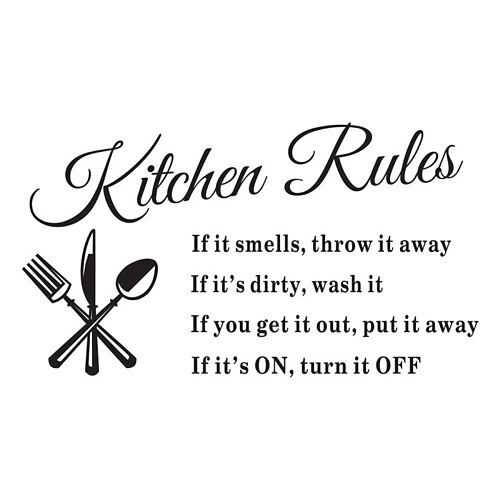 Wall Stickers Wall Decals, Kitchen Rules English Words & Quotes PVC Wall Stickers 1pc 33*60cm