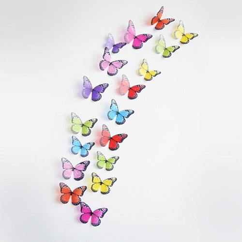 18pcs 3D Wall Stickers Wall Decals,Colorful Butterflies PVC Wall Stickers
