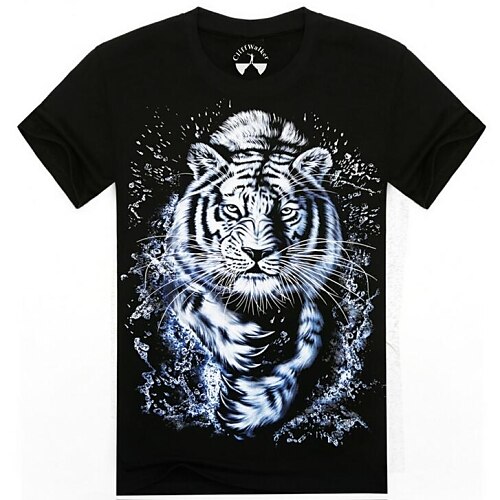 o-gât vară tigru 3d animale barbati imprimat cu maneci scurte t-shirt