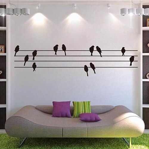 samolepky na zeď na stěnu, stožáry a ptáci Wall Stickers