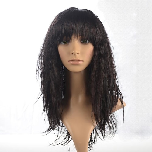 

Synthetic Wig Curly Curly With Bangs Wig Long Dark Brown Synthetic Hair 22 inch Women's Brown