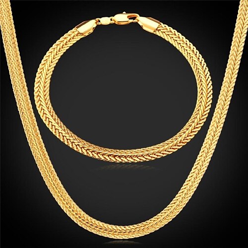 nueva pulsera del collar de la cadena del trigo de lujo fijado oro 18k plateó el grueso de la joyería para los hombres con 18k sello de alta calidad