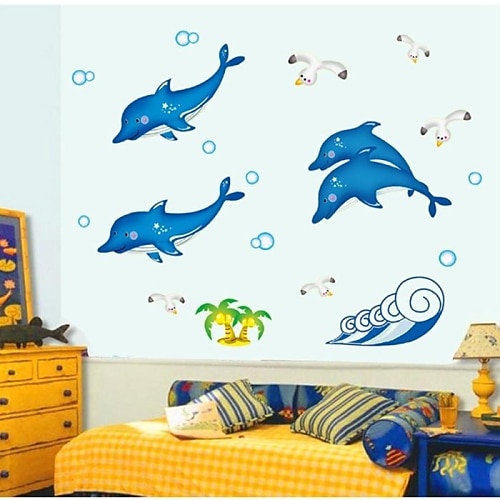 autoadesivi della parete stickers murali, adesivi murali pvc delfini luminosa