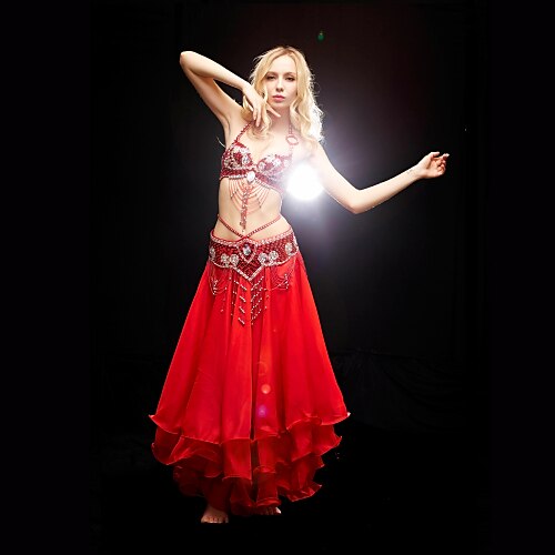 

Belly Dance Skirt Beading Sequin Women's Training Sleeveless Natural Polyester