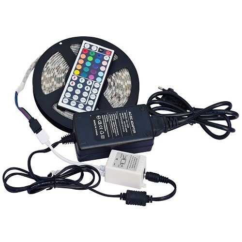JIAWEN LED light strip 5M RGB 5050MD Fiexble Waterproof LED Home Decoration with Power adapter and Remote Control AC 100-240V