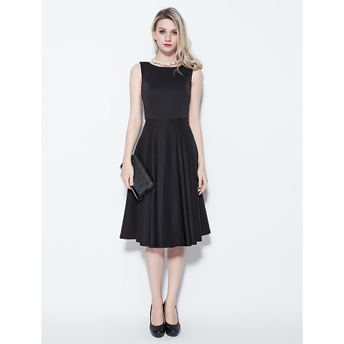 

Ball Gown Dress Cocktail Party Knee Length Sleeveless Jewel Neck Cotton with 2022