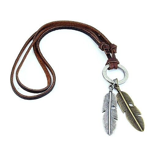 

Statement Necklace Vintage Necklace For Men's Women's Party Casual Daily Leather Alloy Feather Brown / Pendant