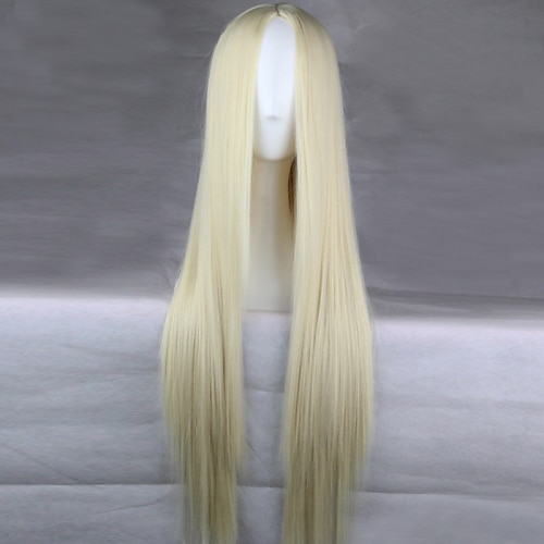 

Cosplay Costume Wig Synthetic Wig Straight Straight Asymmetrical Wig Long Cream Synthetic Hair 28 inch Women's Natural Hairline Blonde