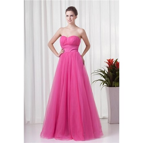 

Linea-A A cuore Lungo Tulle Serata formale Vestito con Drappeggio di