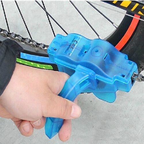 מברשת לניקוי שרשרת אופניים כלי ניקוי כלי קל לשטוף ניקוי שרשרת מברשות מסתובבות 360° נוח עבור אופני כביש אופני הרים רכיבת אופניים פלסטי ABS כחול 1 pcs