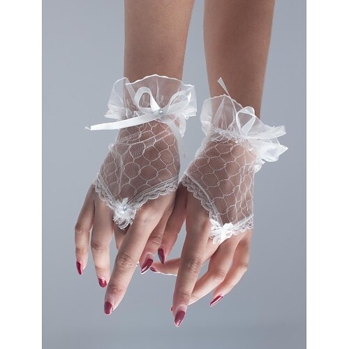 Net / Polyester Wrist Length Glove Classical / Bridal Gloves / Party / Evening Gloves With Solid Wedding / Party Glove