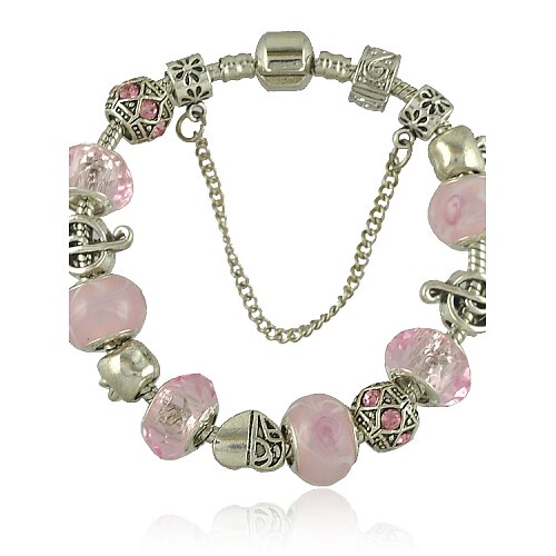 Beaded Strand Bracelet - Rhinestone Vintage, Party, Work Bracelet Pink For