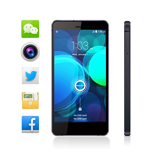 Blackview Omega 5.0 " Android 4.4 Smartphone 3G (Două SIM Carduri, Stand-by Dublu Core Octa  18mp 2GB + 16 GB Negru)