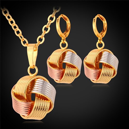 topgold nye søde multi farve 3 tone drop charm halskæde sæt øreringe 18K forgyldt smykker til kvinder i høj kvalitet
