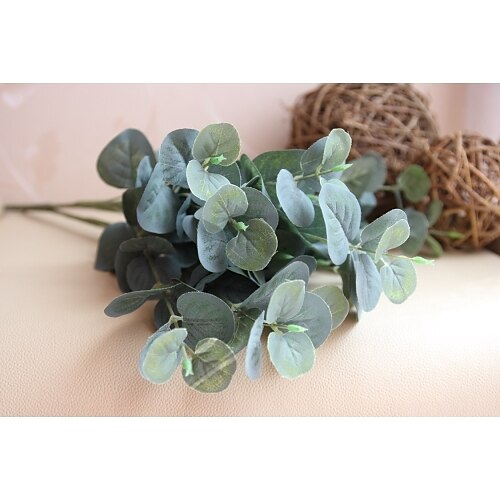 17.7" Five Branches Fifteen Heads Artificial Plant Eucalyptus Leaf Set of 1