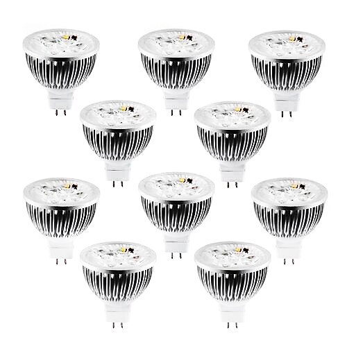 10pçs 4 W 320 lm MR16 Lâmpadas de Foco de LED 4 Contas LED LED de Alta Potência Regulável Branco Quente / Branco Frio / Branco Natural 12 V / 10 pçs / RoHs