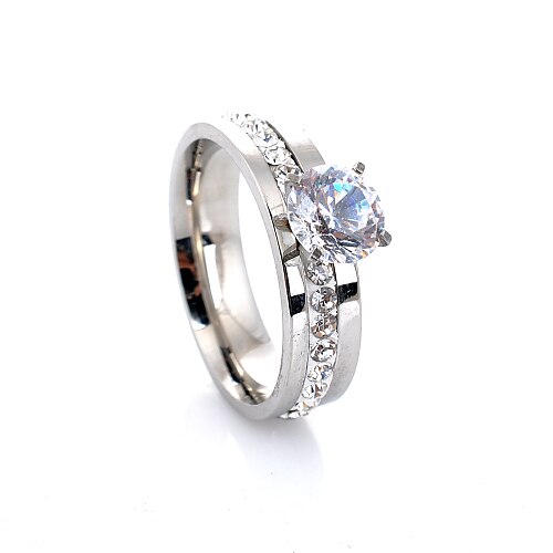 Band Ring Diamond Solitaire Silver Alloy Love Ladies Luxury Fashion 7 8 9 10 / Women's / Cubic Zirconia / Engagement Ring