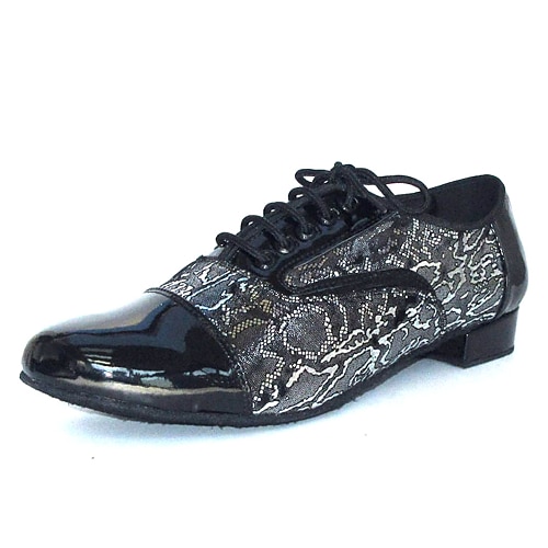 Bărbați Pantofi Dans Latin Sandale Călcâi Toc Îndesat Imitație de Piele Negru / Piele de Căprioară / EU42