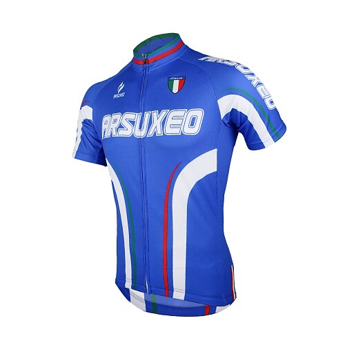 Arsuxeo Men's Short Sleeves Cycling Jersey Bike Jersey Quick Dry, Anatomic Design, Breathable